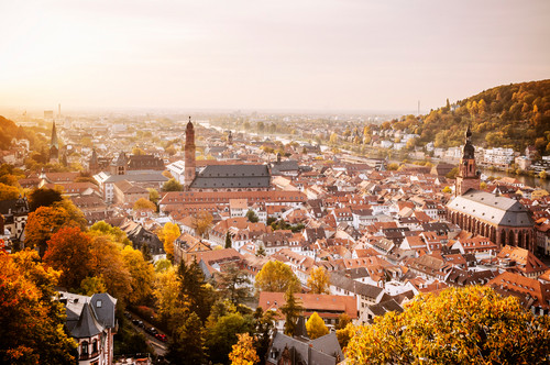 Blick auf die Heidelberger Altstadt vom Schloss aus