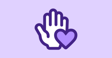 Symbol einer erhobenen Hand mit einem Herz in der Handfläche