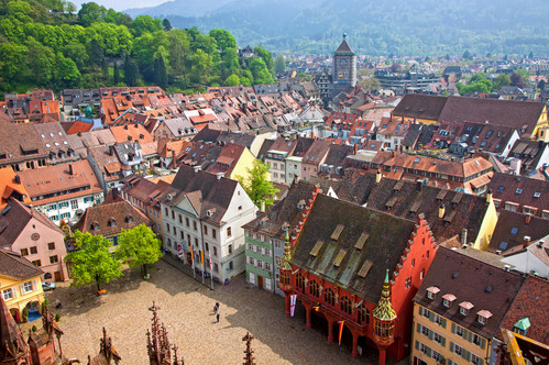 Luftaufnahme von Freiburger Altstadt
